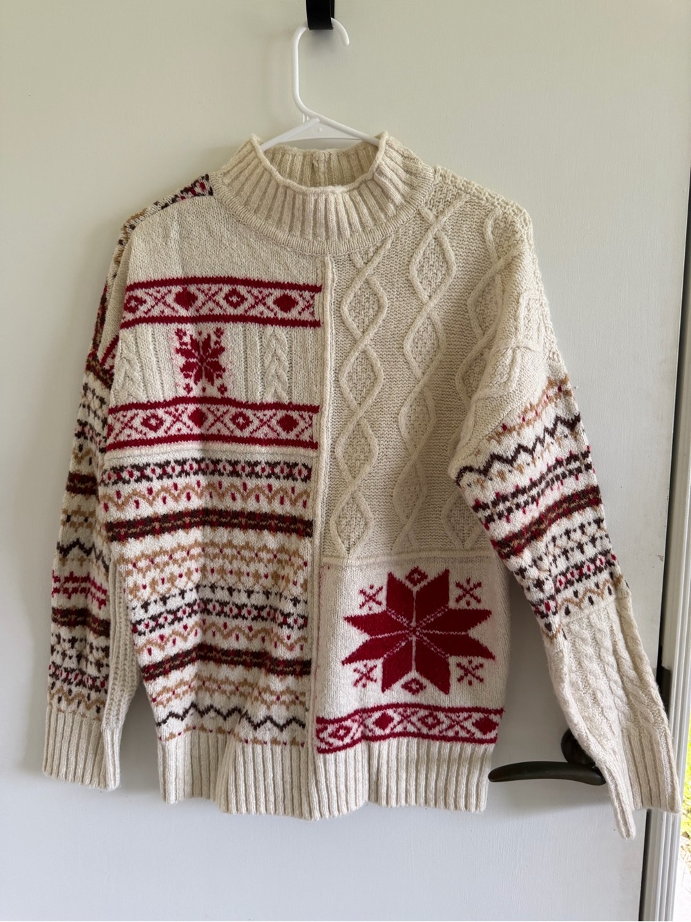American Eagle fair isle knit mock neck sweater fall cozy loungewear holidays